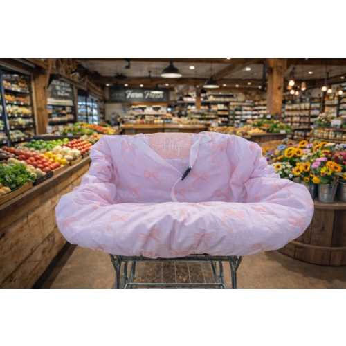 Embroidered Pink Bow Shopping Cart Cover: Personalized High Chair Cover