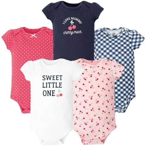 Hudson Baby Infant Girls Cotton Bodysuits 5-Pack