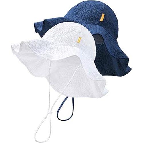 HONGTEYA Baby Sun Hat Toddler Girl Beach Hat Adjustable Outdoor Summer Hat Sun Protection Wide Brim Infant Kids