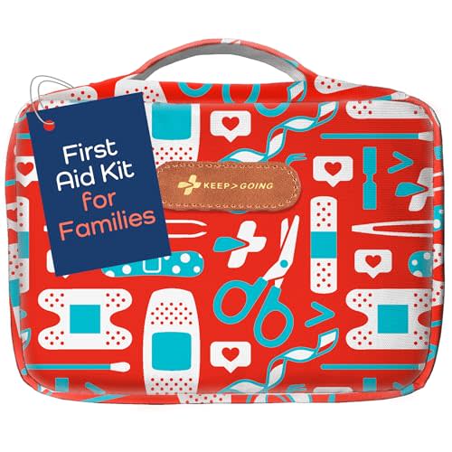 KeepGoing Large Home First Aid Kit for Kids – 270 Pc. for Car, Home, Dorm, & Boat with Latex-Free Bandages – 10 x 7 x 3.5 in. Travel First Aid Kit (The Classic)