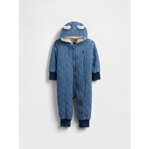 Baby Quilted Denim Cozy One-Piece | Gap