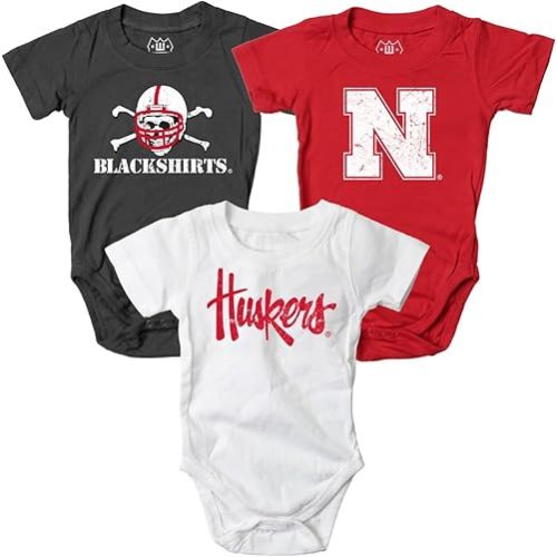 Wes and Willy Baby College Team 3 Pack of Cotton Rompers