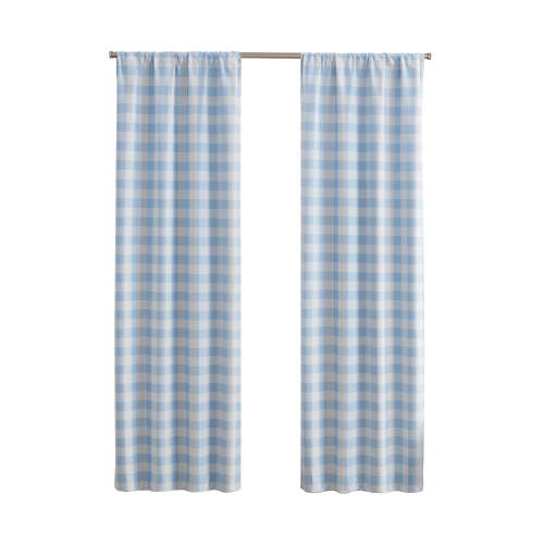 Your Zone Gingham Plaid Blackout Curtain Panel Pair, Set of 2, Light Blue, 37" W x 84" L