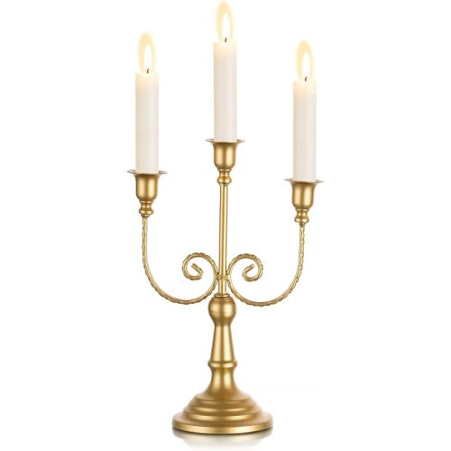 Sziqiqi Gold Candelabra Candle Holders for Wedding Christmas, 3 Arms