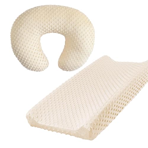 iEvolve Minky Nursing Pillow Cover Breast Feeding Pillow Cover Slipcover U Shape for Baby Boy Girl,Cover Only(Pillow & Pad Cover LightBeige, Pack of 2)