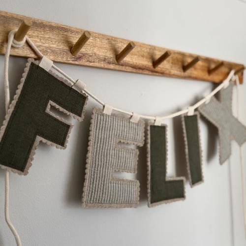 Linen Name Garland, Fabric Letter Bunting