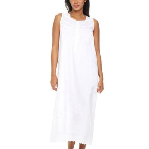 ADR White Cotton Nightgowns for Women, Long Sleeveless Nightgowns for Women Soft Cotton, Vintage Summer Gown White XL