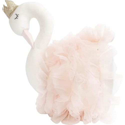 MON AMI Princess Swan Stuffed Animal Head Wall Mount | 9-Inch Elegant Wall Décor | Plush Swan with Crown | Luxury Nursery & Kids’ Bedroom Decoration | Soft & Charming Wall Accent