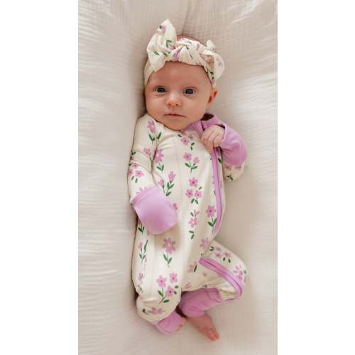 Infant Romper in Purple Floral – Silks
