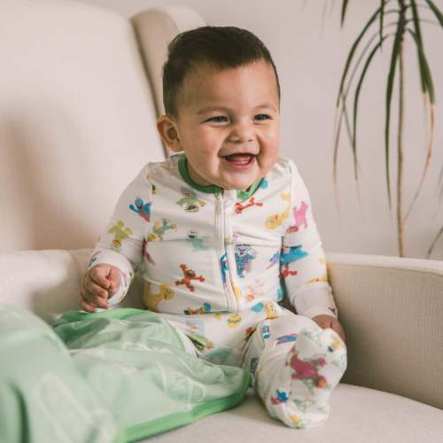 Zip-Up Footie Pajama - Sesame Friends