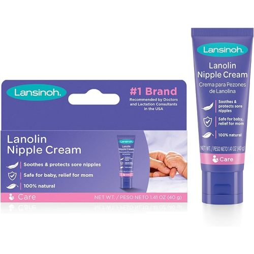 Lansinoh Lanolin Nipple Cream, Safe for Baby and Mom, Breastfeeding Essentials, 1.41 Ounces