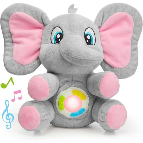 Joyfy Musical Elephant Plush Baby Toy, Stuffed Animal with Music & Light, Christmas Birthday Gifts for Infant Babies,Boys and Girls 6+ Months