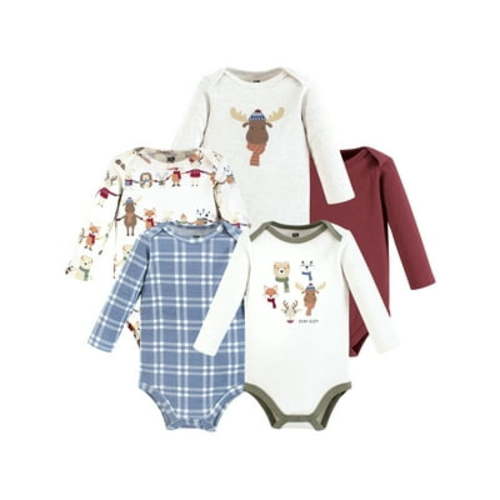 Hudson Baby Cotton Long-Sleeve Bodysuits, 5-Pack, Newborn- 24 Months