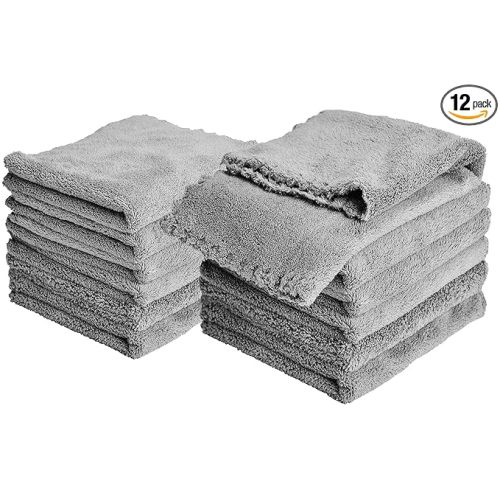Kyapoo Baby Washcloths 12 Pack 12x12 Inches Microfiber Coral Fleece Extra Absorbent and Soft for Newborns, Infants and Toddlers-Grey