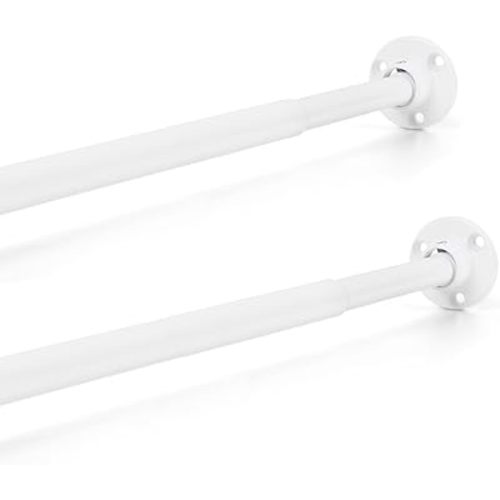 TYRON Mini Thin Skinny Smallest Closet Rods for Hanging Clothes, 1/2" Diameter,12 to 18 In. Adjustable Slim Closet Rod, Metal Closet Bar Hanging Rods for Baby Kids Closet, Small Space (White,2 Pcs)