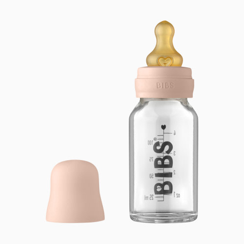 Baby Glass Bottle Complete Set with Natural Rubber Nipple - Blush, 4 Oz