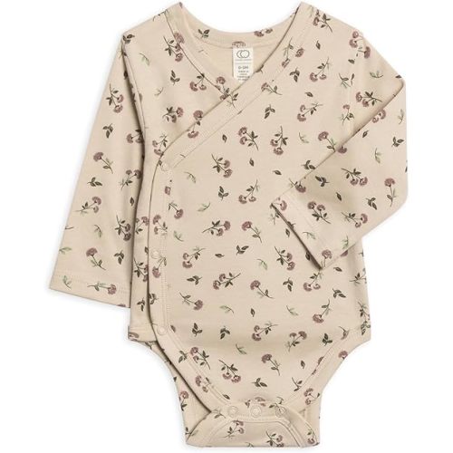 Colored Organics Baby Organic Cotton Kimono Bodysuit - Long Sleeve Infant Side Snap One Piece - Boys and Girls Clothing