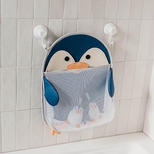 Copper Pearl Oceana Extra-Large Mesh Bath Toy Holder with Suction Cups: Quick-Dry Bath Toy Storage Net for Bathtub, Pebbles