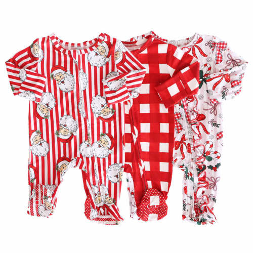 Christmas Bamboo Zipper Footies