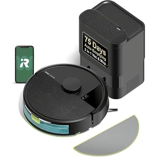 iRobot Roomba 104 Robot Vacuum & Mop - Self-Empties for 75 Days (Over 10 Weeks), Strong Power-Lifting Suction, Vacuums All Floors, Mops Hard Floors, LiDAR Smart Navigation Mapping, Cleans in Neat Rows