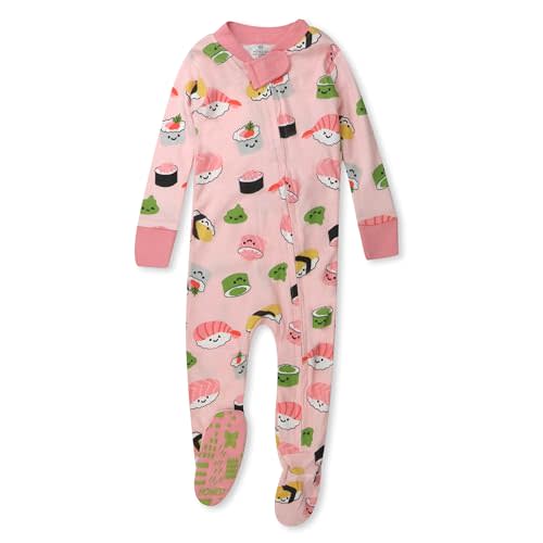 HonestBaby Non-Slip Footed Pajamas One-Piece Sleeper Zip-Front Pjs 100% Organic Cotton for Baby Girls