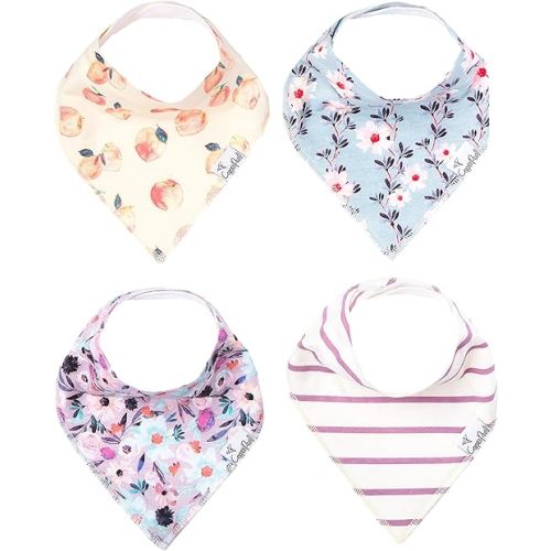 Copper Pearl 4 Pack Soft Cotton Baby Bibs for Drooling and Teething, Absorbent Drool Bibs for Baby Girl and Boy, Adjustable to Fit Newborns to Toddlers, Tons of Styles (Morgan)