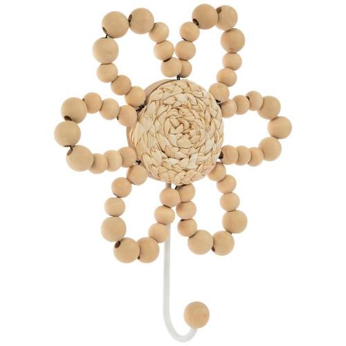 Flower Beaded Wood Wall Hook