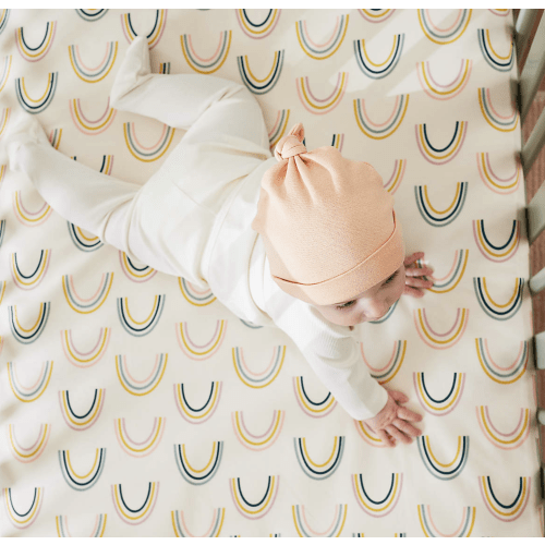 Stay Cool Asha Rainbow 100% Organic Cotton Baby Crib Fitted Sheet