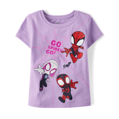 Baby And Toddler Girls Spidey And Friends™ Metallic Graphic Tee - Purple