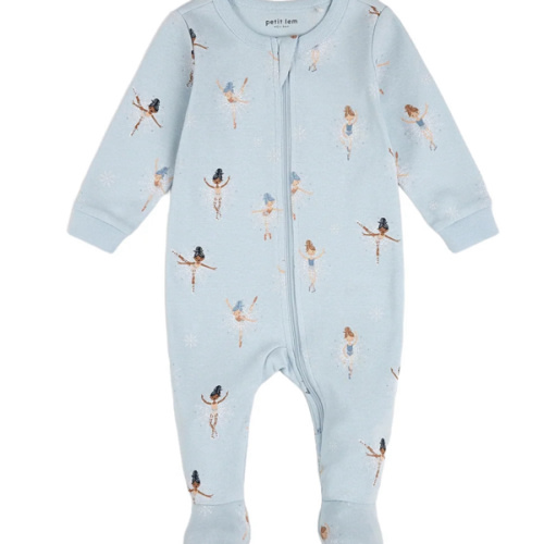 Baby Girl Sugar Plum Fairy Zipper Front Christmas Footie by Petit Lem – Madison-Drake Children's Boutique