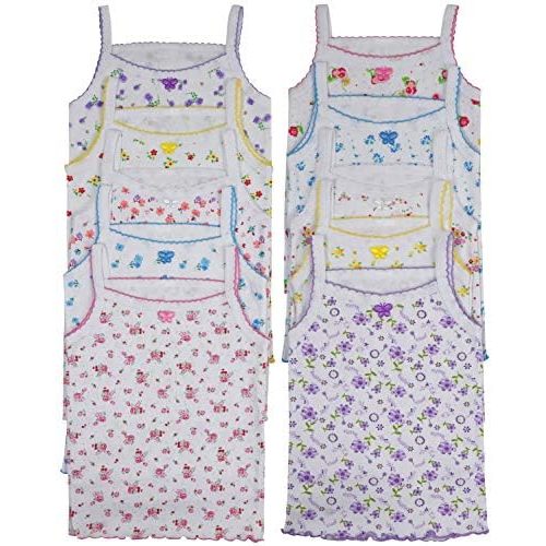 ToBeInStyle Girl's 4 Item Pack 100% Cotton Tank Tops or Spaghetti Strap Camisole Soft Undershirts