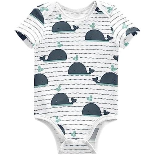 Ollabaky Unisex Baby Bodysuits Short-Sleeve Cotton Baby Clothes for Girls Boys 0-24 Months