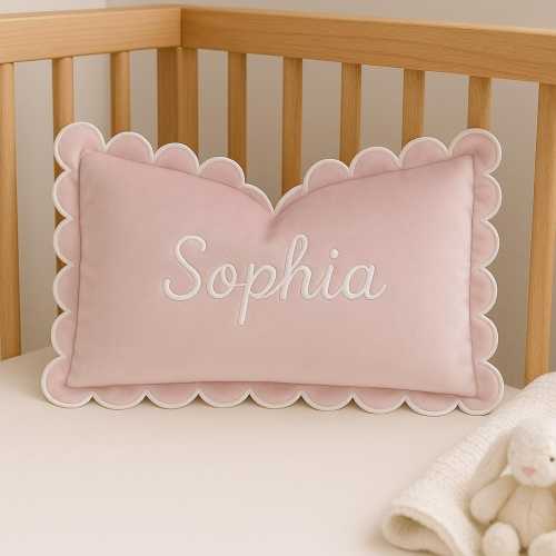 Personalized Name Pillow, Custom Embroidered Velvet Cushion Cover, Baby Shower Gift, Newborn Name Keepsake, Nursery Room Decor Pillow