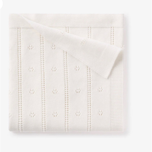 Cream Pointelle Knit Baby Blanket
