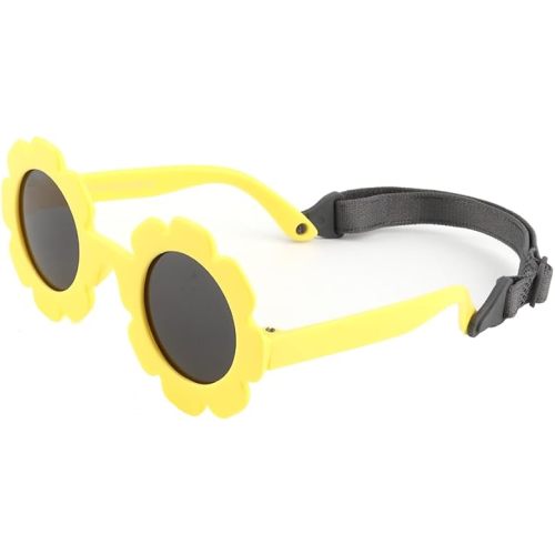 Baby flower Sunglasses with Strap girls Flexible Bendable Polarized Sunglasses for Infant Boys Girls 0-24 Months
