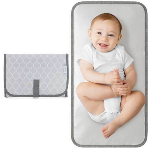Comfy Cubs Baby Changing Pad Compact - Diaper Changing Mat Grey Pattern