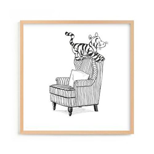 Minted Tigger Lounging from Disney's Winnie the Pooh Wall Art by Stefanie Lane, 24x24, Natural Frame
