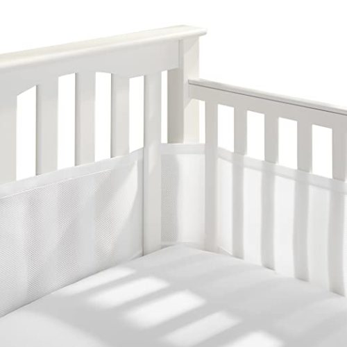 BreathableBaby Breathable Mesh Liner for Full-Size Cribs, Classic 3mm Mesh, White (Size 4FS Covers 3 or 4 Sides)