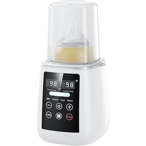 Bottle Warmer, 10-in-1 Fast Heating Bottle Warmer with Accurate Temp Control, Defrost, Sterilize, Keep Warm & Food Heating, for All Bottles, Breastmilk & Formula, with Night Light & LED Display