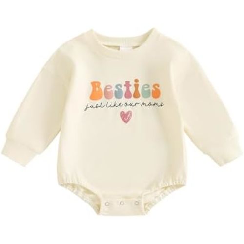 Newborn Baby Girl Outfit Besties Just Like Our Moms Bubble Romper Sweatshirt Onesie Long Sleeve Bodysuit Fall Clothes