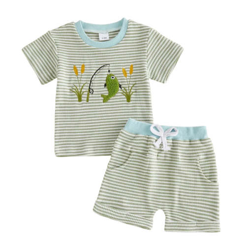 LET'S GO FISHING Striped Outfit - Hazel & Bo