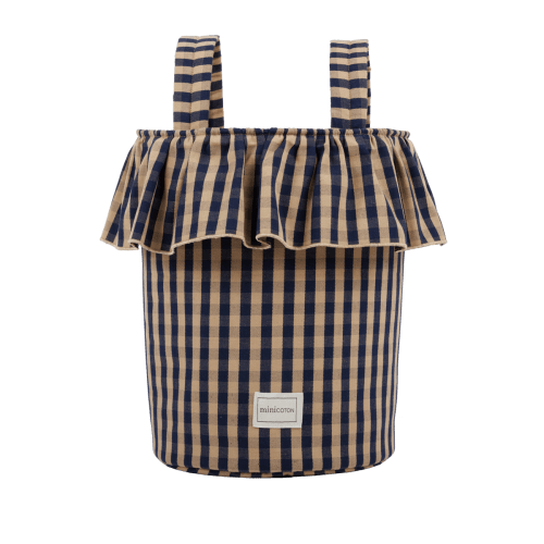 Vichy Basket - Navy + Caramel · Minicoton
