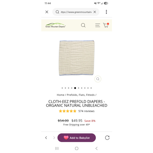 Cloth-eez Prefold Diapers - Organic Natural Unbleached