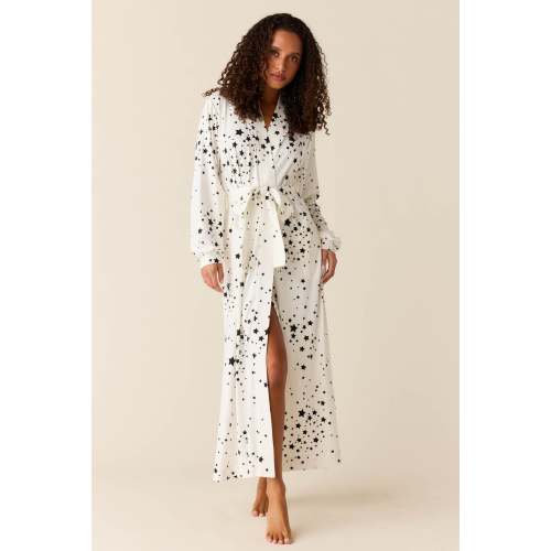 Mason grey Jersey Banded Long Robe in White Stars size medium