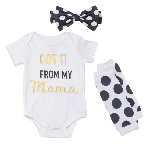 Baby Starters "Got It From My Mama" 3 Piece Bodysuit Set 6 Months in White