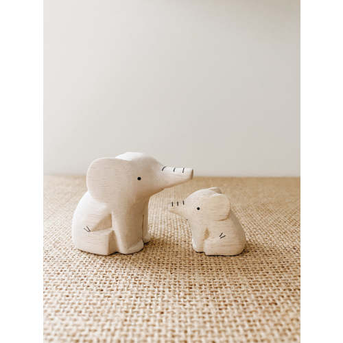 Wooden Elephants - Mama & Baby