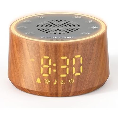 Dreamegg Baby Sound Machine with Nursery Lamp, 25 Soothing Sounds, Alarm Clock, Dimmable Night Light, White Noise Machine for Sleep Sound Machine, Baby Shower Gifts Must Haves, Wood