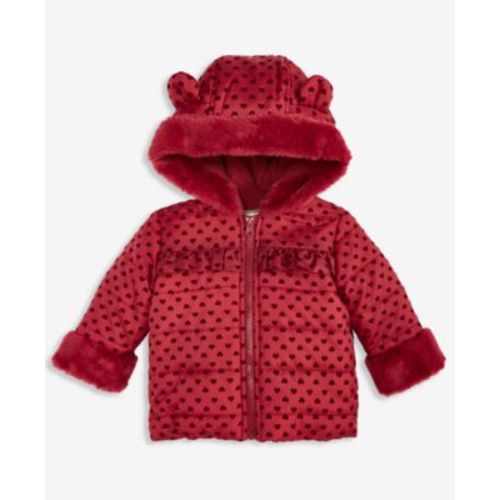 Baby Girls Hooded Heart-Flocked Jacket, Macy's Exclusive