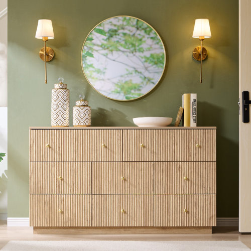 Mercer41 Aberdeen Fluted 8 Dresser for Bedroom, 55" W Tall Dresser Storage Organizer, Modern Bedroom Chest of Drawer with Deep Storage for Closet HallwayEntryway & Reviews | Wayfair