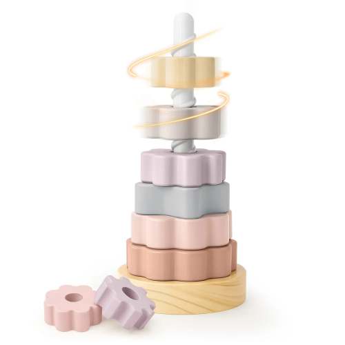 Joyreal Wooden Spinning Stacking Toy for Toddlers Ages 1–3